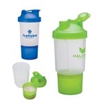 Buff 16 oz Fitness Shaker Cup - Dual Compartment & Blender Screen