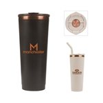 Perka® Barbarossa 24 oz Recycled Steel and Coffee Grounds Tumbler - Dual Closure