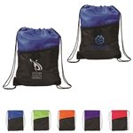Two-Tone Poly Drawstring Backpack With Zipper - 65lb Capacity