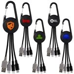 Color Light Up Dual Input 3-in-1 Carabiner Charging Cable - Multi-Device Compatible