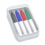 Mini Dry Erase Markers in Clear Plastic Box with Full Color Decal - 4 ct