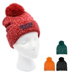 Speckled Pom Beanie With Cuff - Acrylic