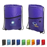 Incline Drawstring Backpack With Zipper - 210D Polyester & Reinforced