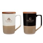 Mogiana 15 oz Two-Tone Ceramic Mug w/ Wood Lid