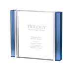 Cosenza III Blue & Aluminum Edged Rectangle - Crystal