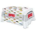 All Over Full Color rPET Polyester Dye Sub Table Cover - flat poly 4-sided, fits 6' table - Flame Resistant