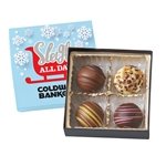 Truffle Gift Box Full Color Lid with 4 Truffles - Chocolate Filled