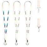 White Lanyard with Full Color Imprint - Metal Attachments