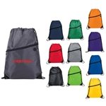 Robin Drawstring Polyester Bag with Front Zipper Pocket - 210D Poly