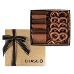 6 Piece Cookie Gift Box with Chocolate Pretzels - Gold Box