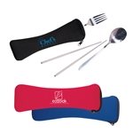 Travel Cutlery Set In Zip Pouch - Stainless Steel & Eco Friendly