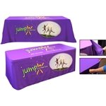 All Over Full Color rPET Polyester Dye Sub Convertible Table Cover: 6' fitted to 8' flat - Flame Resistant