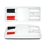 Dry Erase Gear Marker & Eraser Set with Black & Red Markers - Low Odor & USA Made