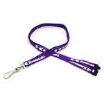 3/8 Silkscreened Flat Lanyard w/ Sew on Breakaway - Ribbed Polyester