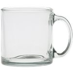 13 oz Clear Glass Coffee Mug - Deep Etched