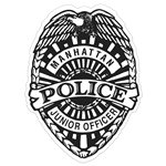 Badge Sticker on Roll | Police | 2 3/8 x 3 1/16 | White Gloss Paper | Roll of 1000 - USA Made