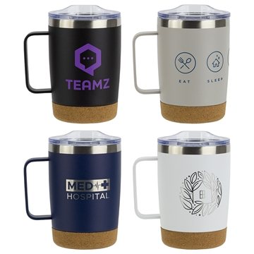 Sapora 12 oz Vacuum Insulated Stainless Steel Mug with Cork Base - Temperature Retention & BPA Free