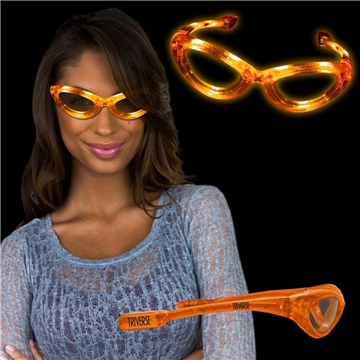LED Flashing Sunglasses - Orange - Battery Powered & Replaceable