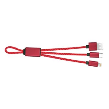 Harbor 14cm Length Charging Cables with Type C, IOS and Micro USB - Aluminum & Nylon