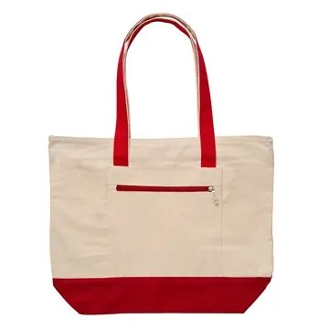 Image of 75 Customized 12 oz. Cotton Canvas Zippered Nautical Tote - ...