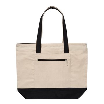 12 oz. Cotton Canvas Zippered Nautical Tote - Reinforced Handles