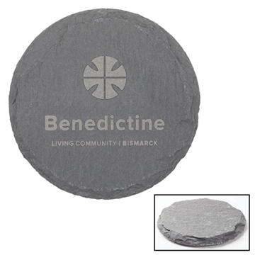 Natural Slate Stone Round Coaster - Padded Feet