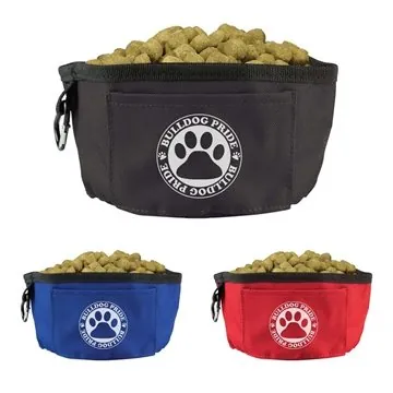 Image of 150 Customized Folding Dog Bowl - Portable & Leash Clip