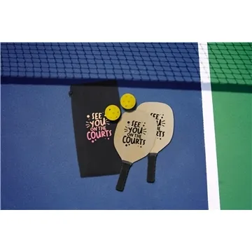 Image of 50 Promotional Fun On The Go Games Pickleball Set - Wooden Paddles