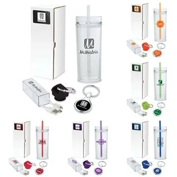 Image of 100 Custom Generous 3-Piece Thank You Gift Set - Dual Wall & ...