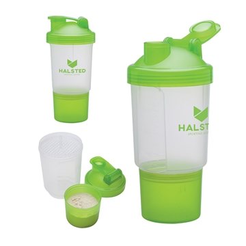 Buff 16 oz Fitness Shaker Cup - Dual Compartment & Blender Screen