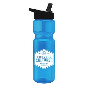 Champion - 28 oz Transparent Bottle with Flip Straw lid - BPA Free & Easy-Grip
