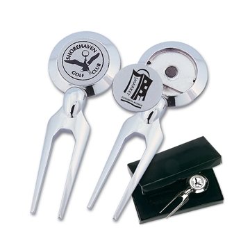 Woodbury Chrome-Plated Divot Fixer - Magnetic & Nickel-Plated