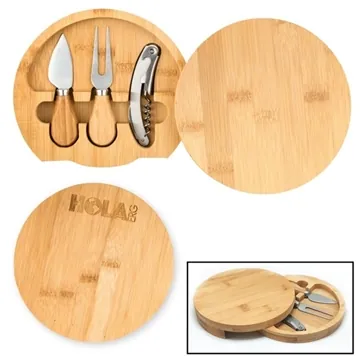 Image of 13 Customized Gouda Mini Bamboo Cheese Board Knife Set - Compact & ...