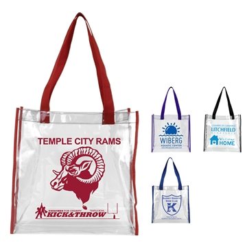 12 W x 12 H x 6 GUSSET -Matterhorn Clear Vinyl Stadium Compliant Tote Bag - Reinforced Handles