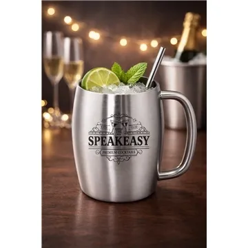 Image of 144 Custom BRUSSELS - 14 OZ STAINLESS STEEL: BEER MUG - Double ...