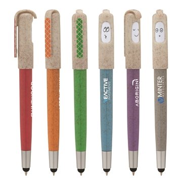 Charlie Plunge-Action Ballpoint / Stylus / Mood Pen - Wheat Straw & Interactive