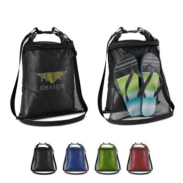 Mesh Water-Resistant Wet-Dry Bag - PVC Coated & Adjustable Strap