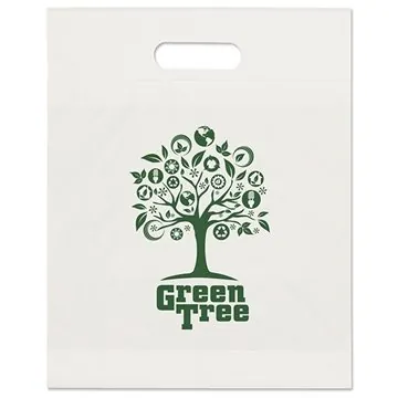 Image of 150 Promotional Eco Die Cut Handle Bag 12" X 15" Flexo Ink - ...