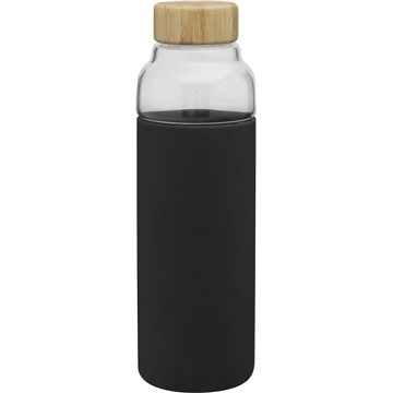 18 oz H2go Bali - Black - Borosilicate Glass & Bamboo Lid