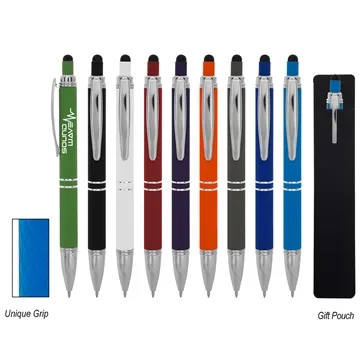 Quilted Stylus Pen - Rubberized Aluminum & Plunger Action