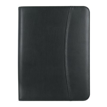 Leather Look Zippered Portfolio With Calculator - Multi-pocket