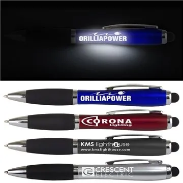 Image of 150 Customized 'THE CARDIFF" Laser Logo Light Up Stylus Pen - ...