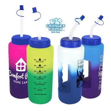 Mood 32 oz Grip Bottle with Flexible Straw - Color Changing