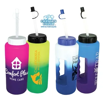 Image of 90 Customized Mood 32 oz Grip Bottle with Flexible Straw - Color ...