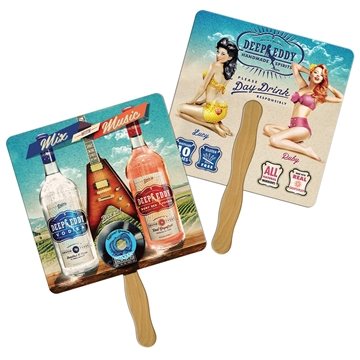 Square Hand Fan Full Color (2 Sides) - Paper Products - 16pt Board