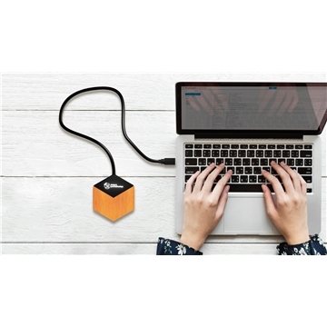 SCX Design™ Bamboo 10W Hexa Wireless Charger - Qi Compatible & RPET Cable