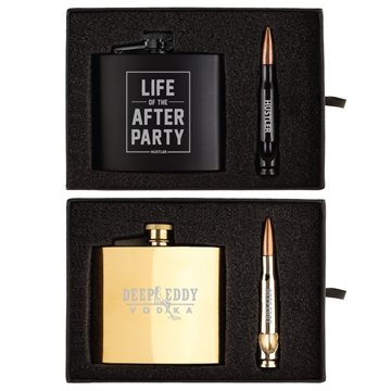 Tactical 5 oz Flask and Bullet Bottle Opener Gift Set - Stainless Steel