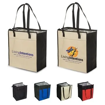 Image of 100 Customized Insulated Grocery Tote Bag - Foil Lined & Zippered