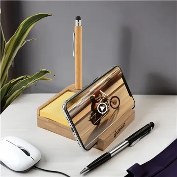 Image of 75 Customized Bamboo Desk Organizer with Phone Holder - Eco ...