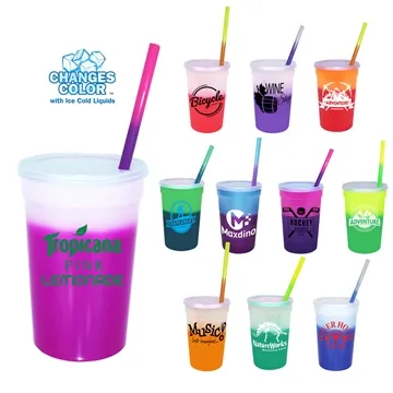 Image of 250 Custom Mood 22 oz Stadium Cup Straw Lid Set - Color Changing & ...